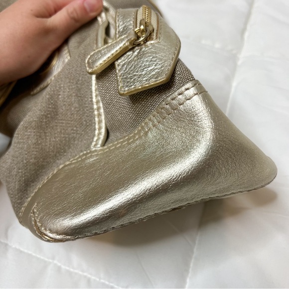 Michael Kors Gold Canvas Leather Tote Bag - Picture 14 of 14